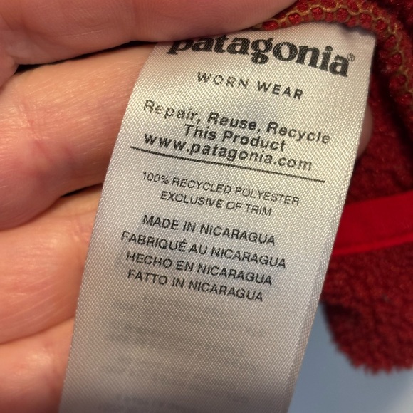 Patagonia Synchilla Red and Brown Fleece Pullover Large - Picture 5 of 6